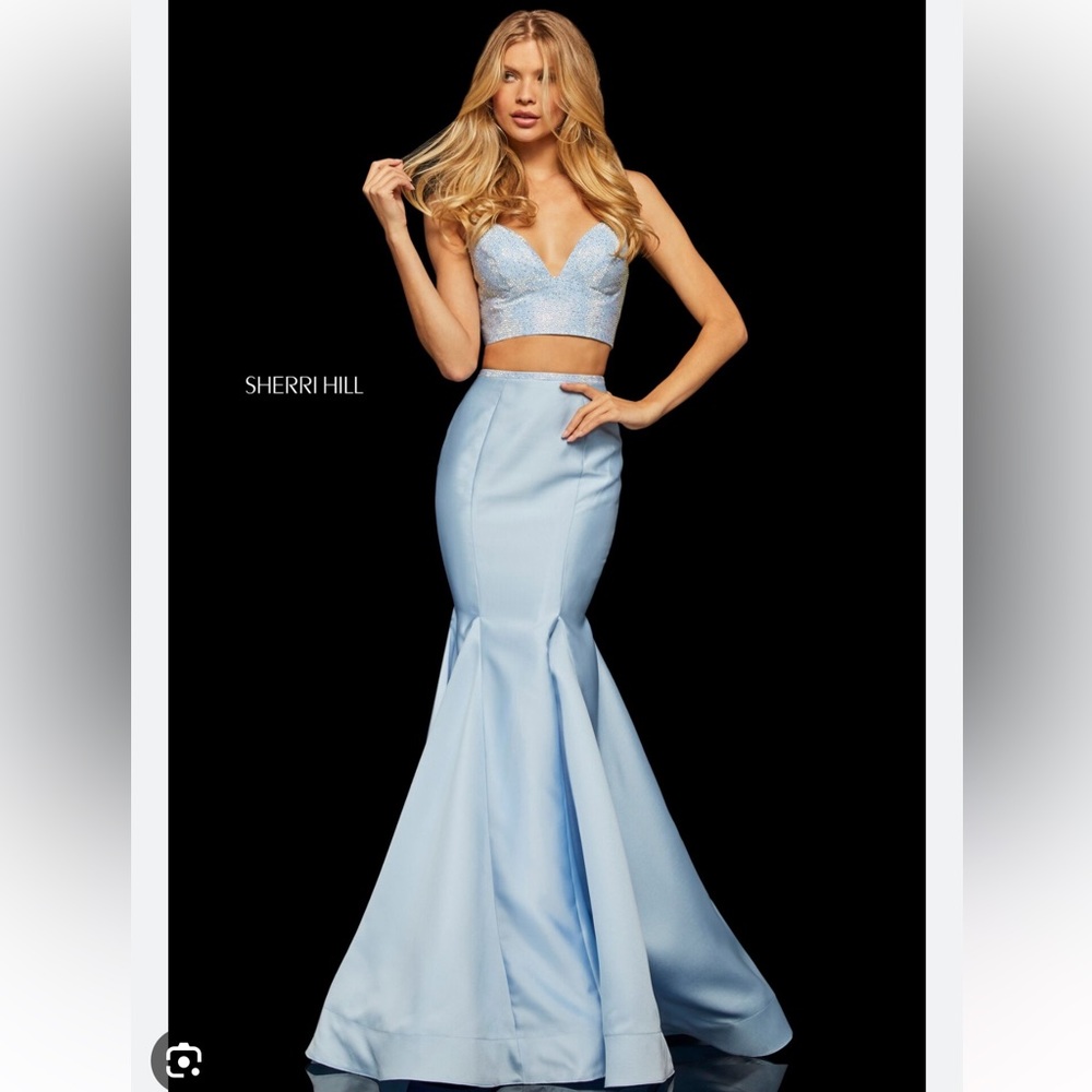 Sherri bill light blue long dress